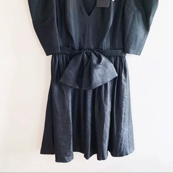 Black Halo Eve Black Puff Sleeve Cocktail Dress Bow Detail 80s Vintage Inspired - Picture 5 of 14